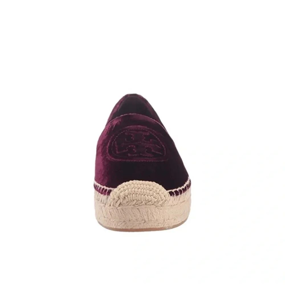 Tory Burch Velvet Platform Espadrille Black Cherry Size 5.5